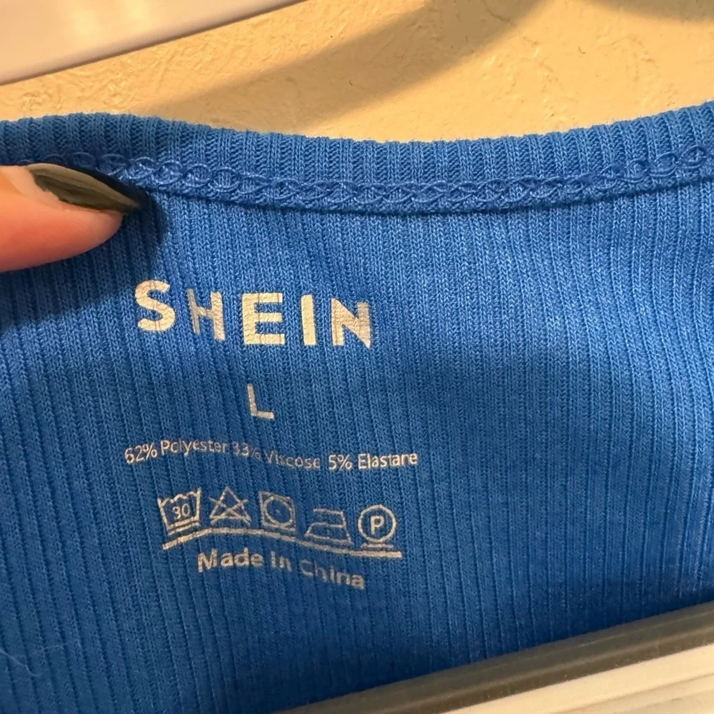 SHEIN Blue Ribbed tank Top - Picture 2 of 2